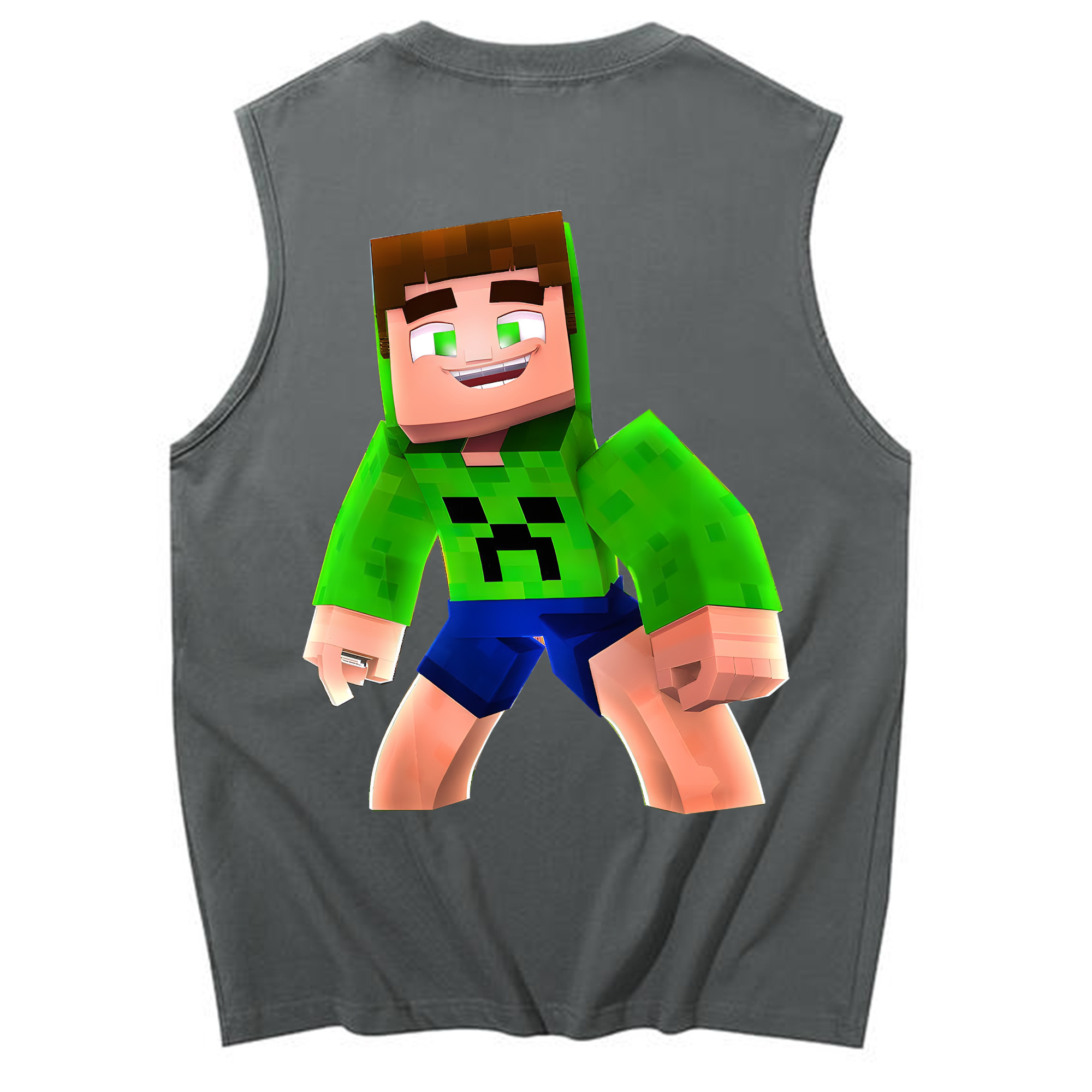 （画像用） マインクラフト ブロックの世界 Minecraft MC Block world コットン100％タンクトップ（背面プリント）